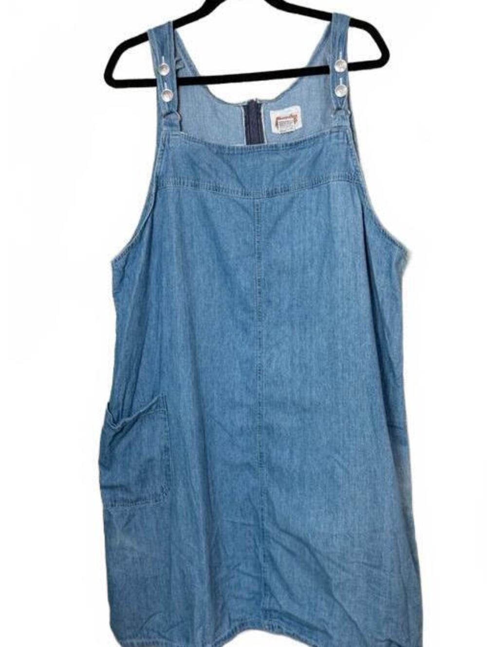 Vintage 90s Women's Cotton Denim Overall Dress Size 20W